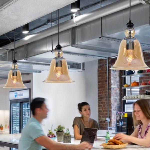 Industrial Glass 1-Light Bell Pendant Light - Image 4
