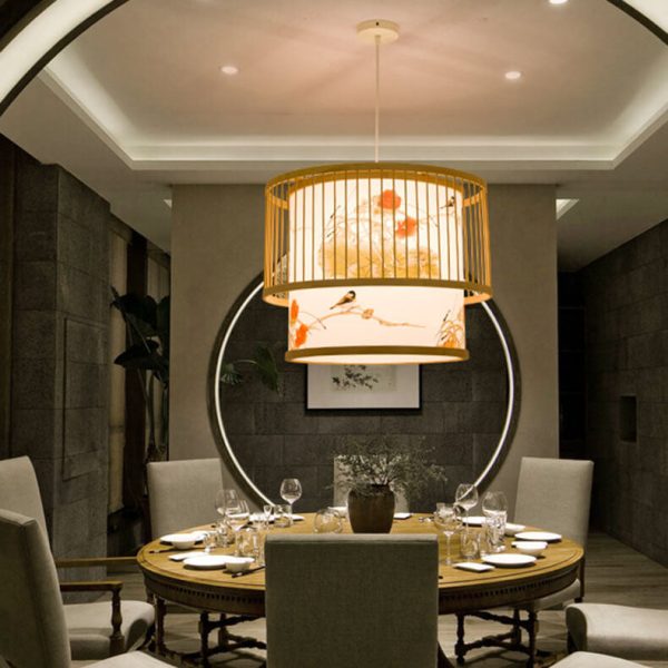 Chinese Bamboo Weaving 1 Light Cylindrical Pendant Light - Image 4