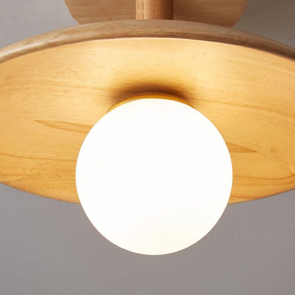 Nordic Creative Wooden Dome 1-Light Semi-Flush Mount Ceiling Light - Image 7