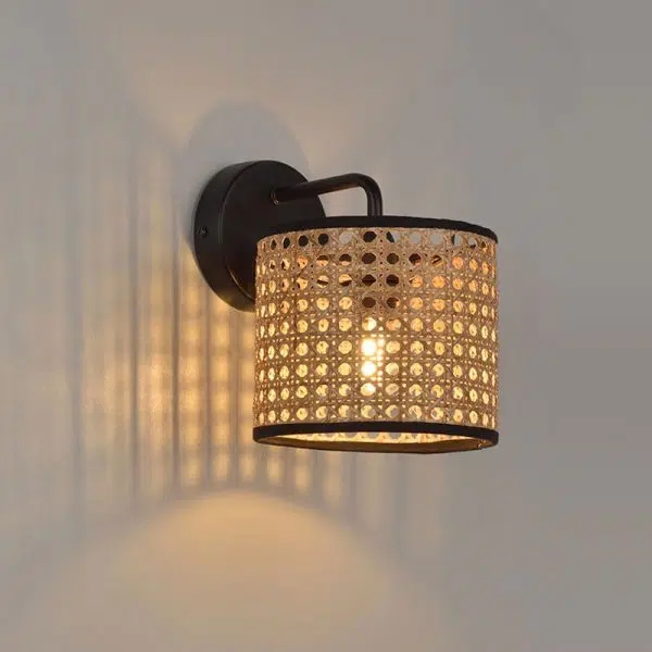 Modern Rattan Weaving Drum 1-Light Wall Sconce Lamp - Image 8