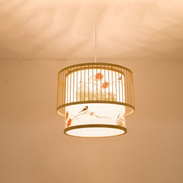 Chinese Bamboo Weaving 1 Light Cylindrical Pendant Light - Image 8