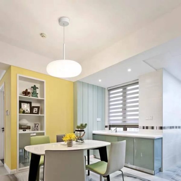 Modern Minimalist Plastic White 1-Light Drum LED Pendant Light - Image 8