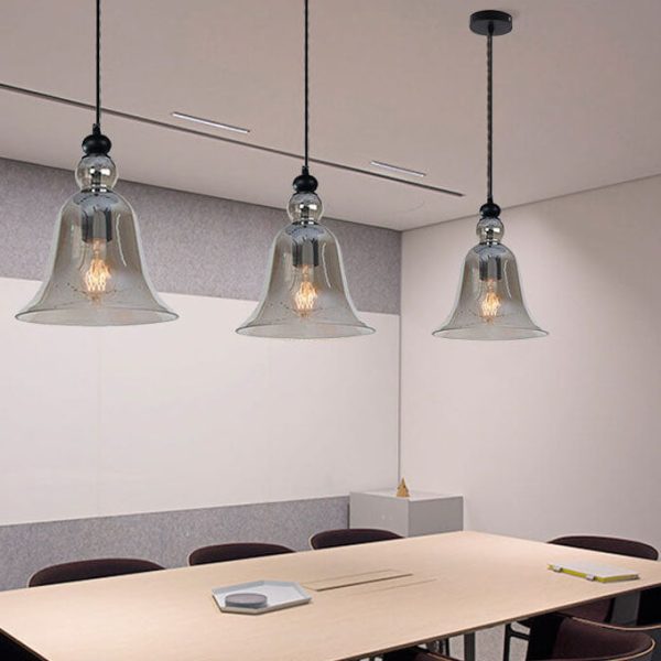 Industrial Glass 1-Light Bell Pendant Light - Image 3
