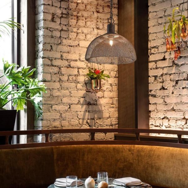 Retro Rustic Aged Wrought Iron Wire Half Round 1-Light Pendant Light - Image 6