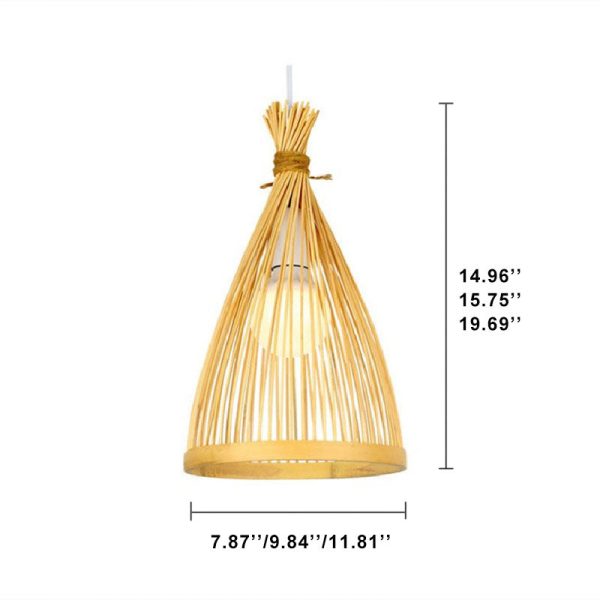 Bamboo Weaving Conical 1-Light Japanese Style Pendant Light - Image 7