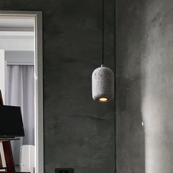 Modern Terrazzo Cylindrical LED Cement LED Pendant Light - Image 6