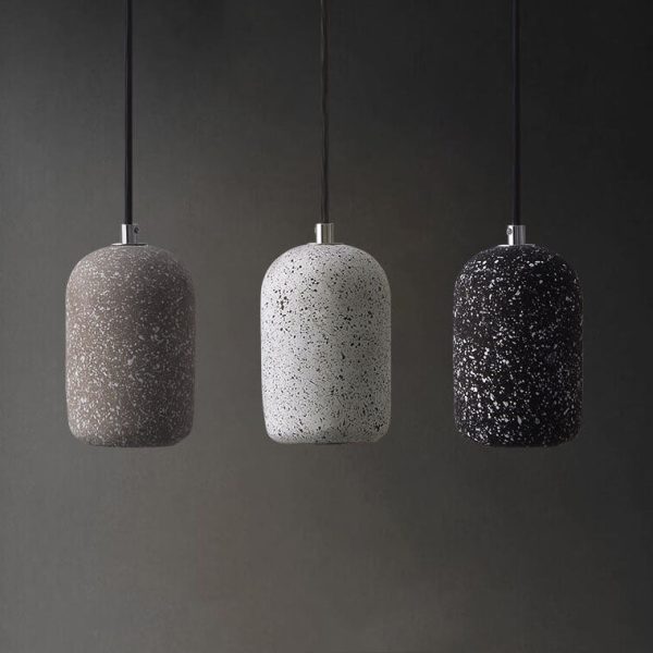 Modern Terrazzo Cylindrical LED Cement LED Pendant Light - Image 7