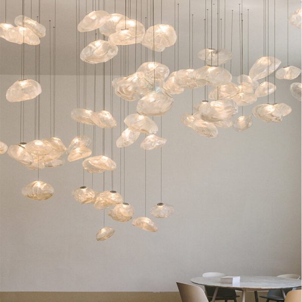 Modern Shaped Glass 1-Light Cloud Suspension Pendant Light - Image 3