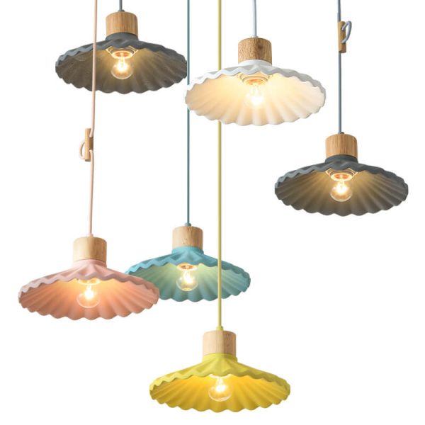 Modern Macaron Cement Scalloped Shade 1-Light Pendant Light - Image 10