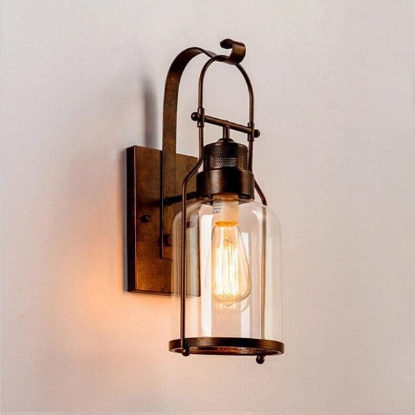 Vintage 1-Light Lantern Wall Sconce Lamps - Image 5