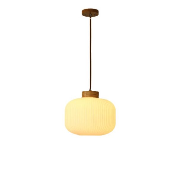 Retro White Striped Glass Jar 1-Light Japanese Pendant Light - Image 13