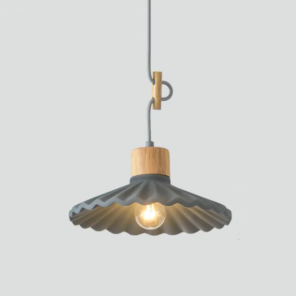 Modern Macaron Cement Scalloped Shade 1-Light Pendant Light - Image 14