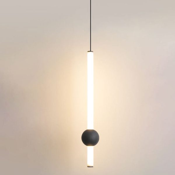 Modern Minimalist Long Cylinder with Metal Ball  LED Pendant Light - Image 7