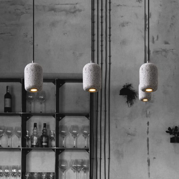 Modern Terrazzo Cylindrical LED Cement LED Pendant Light - Image 10