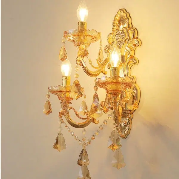 European Candlestick Shape Crystal 3-Light Wall Sconce Lamp - Image 11