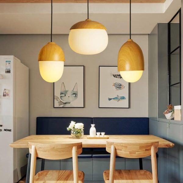 Modern Beige Nut 1-Light Globe Pendant Light - Image 2