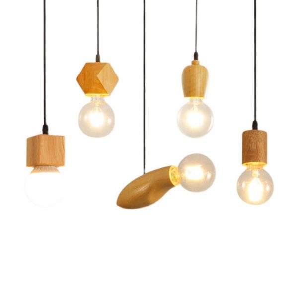 Modern Minimalist Wooden Geometric 1-Light Small Pendant Light - Image 2