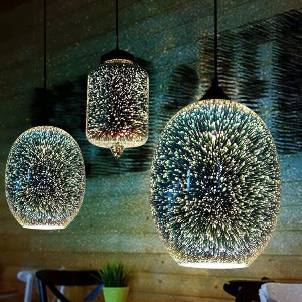 Modern Creative 3D Stained Fireworks Glass Jar 1-Light Pendant Light - Image 2