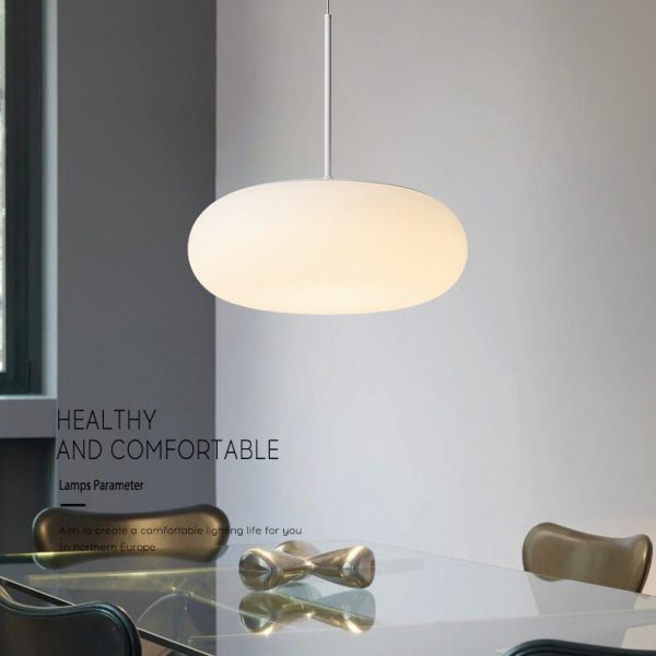Modern Minimalist Plastic White 1-Light Drum LED Pendant Light - Image 5
