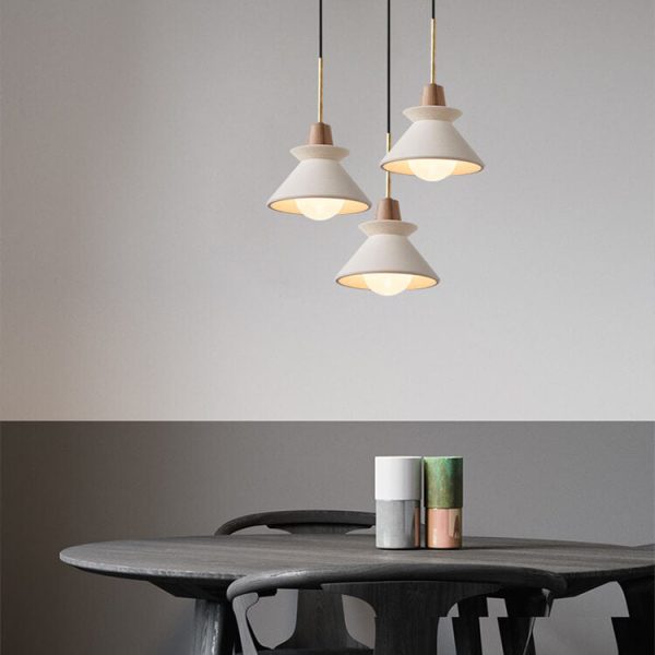 Nordic Minimalist White Cement 1-Light Tapered Pendant Light - Image 15