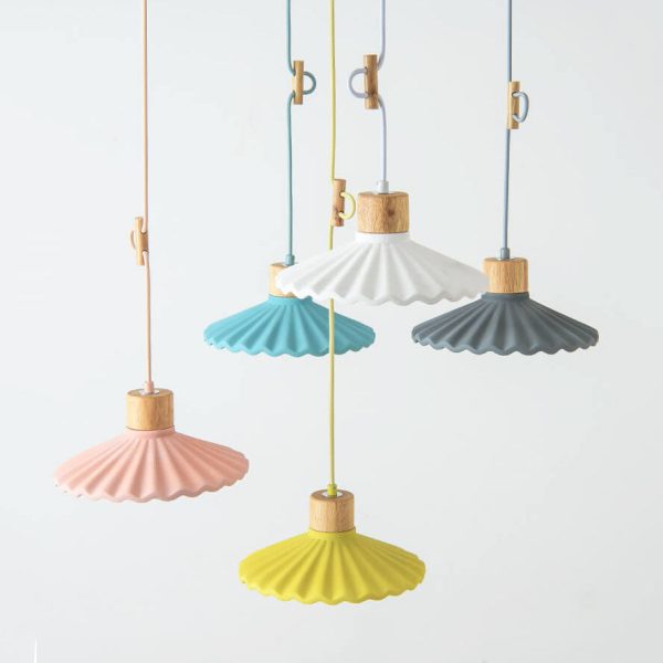 Modern Macaron Cement Scalloped Shade 1-Light Pendant Light - Image 9