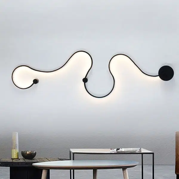 Modern Long Aluminum Snake Shaped 1-Light Curved LED Wall Sconce Lamp - Image 5