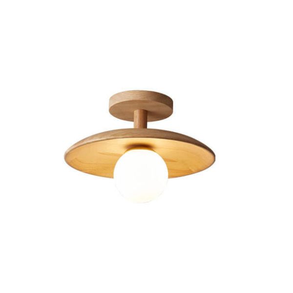 Nordic Creative Wooden Dome 1-Light Semi-Flush Mount Ceiling Light - Image 9