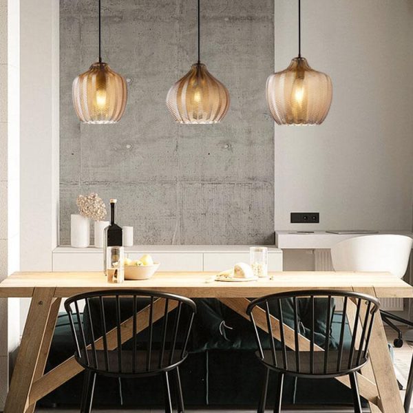 Nordic Textured Wavy Glass 1-Light Barrel Pendant Light - Image 9