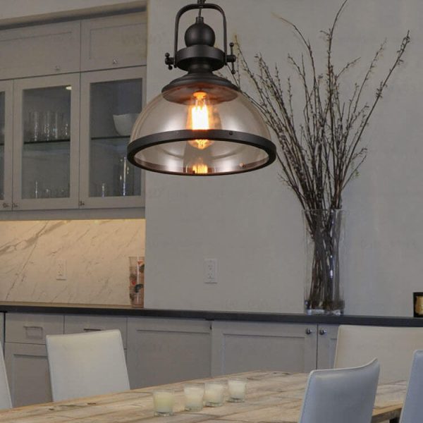 Retro Glass Shade 1-Light Single Dome  Pendant Light - Image 8