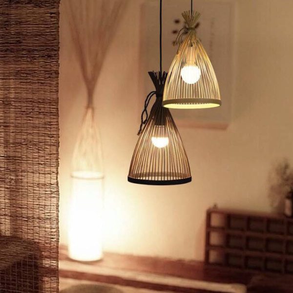 Bamboo Weaving Conical 1-Light Japanese Style Pendant Light - Image 3