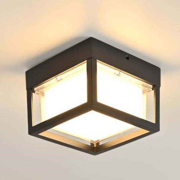 Modern Minimalist Die-Cast Aluminum Square Round Outdoor LED Flush Mount Ceiling Light - Image 13