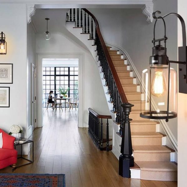 Vintage 1-Light Lantern Wall Sconce Lamps - Image 4