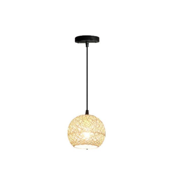 Rattan Weaving Beige Globe 1/3 Light Pendant Light - Image 5