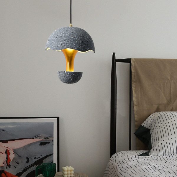 Industrial Cement 1-Light Mushroom Shaped Globe LED Pendant Light - Image 5