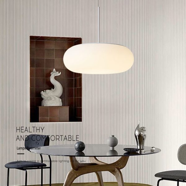 Modern Minimalist Plastic White 1-Light Drum LED Pendant Light - Image 6