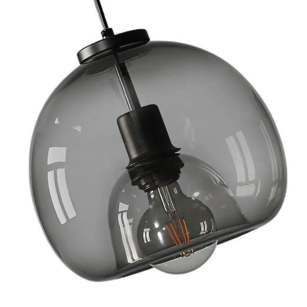 Minimalist Smoke Gray 1-Light Hand-Blown Glass Dome Pendant Light - Image 7