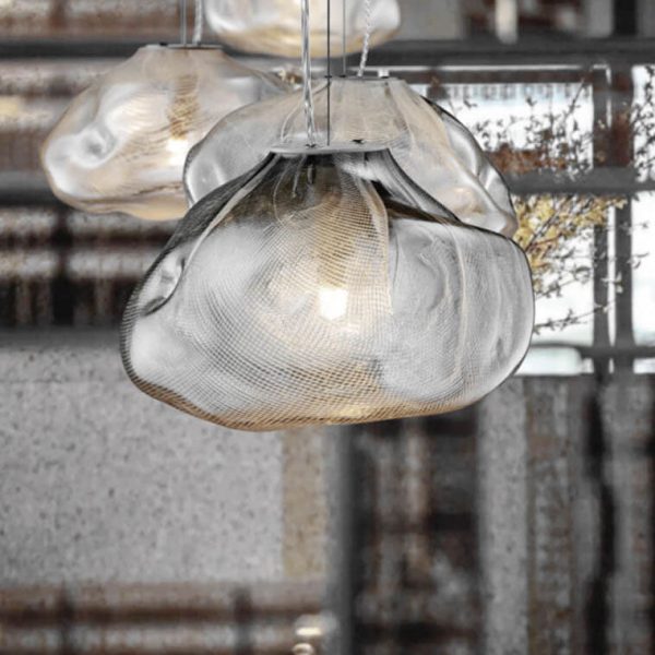 Modern Shaped Glass 1-Light Cloud Suspension Pendant Light - Image 4