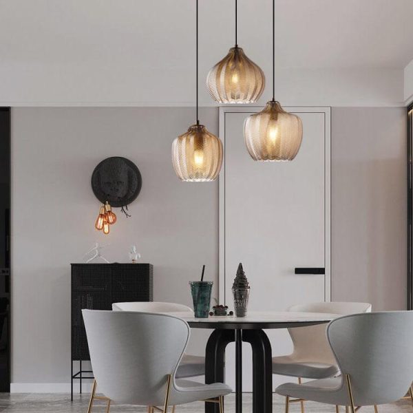 Nordic Textured Wavy Glass 1-Light Barrel Pendant Light - Image 6