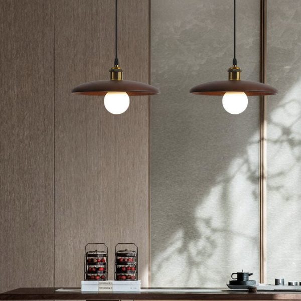 Minimalist Wooden 1-Light Saucer Shaped Pendant Light - Image 3