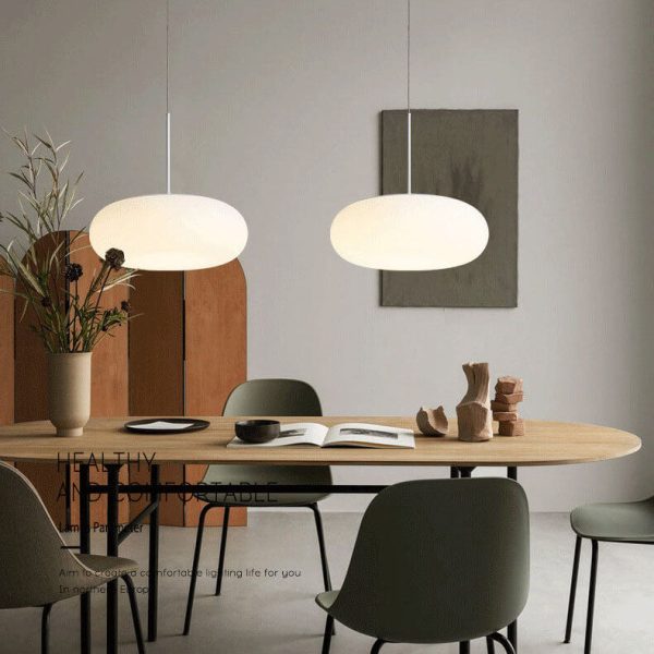 Modern Minimalist Plastic White 1-Light Drum LED Pendant Light - Image 7
