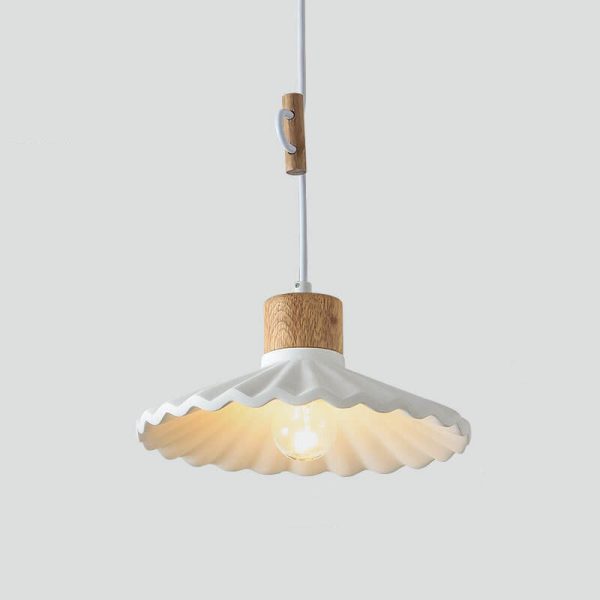 Modern Macaron Cement Scalloped Shade 1-Light Pendant Light - Image 18