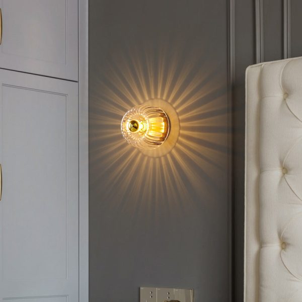 Modern Luxury Glass Sun Shape Full Copper Dual Purpose 1-Light Flush Mount Light - Image 19