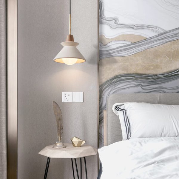 Nordic Minimalist White Cement 1-Light Tapered Pendant Light - Image 10