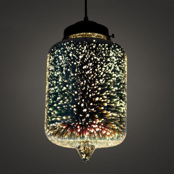 Modern Creative 3D Stained Fireworks Glass Jar 1-Light Pendant Light - Image 8