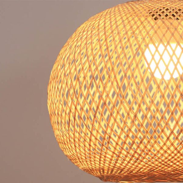 Bamboo Weaving Round Ball Beige 1-Light Japanese Pendant Light - Image 12