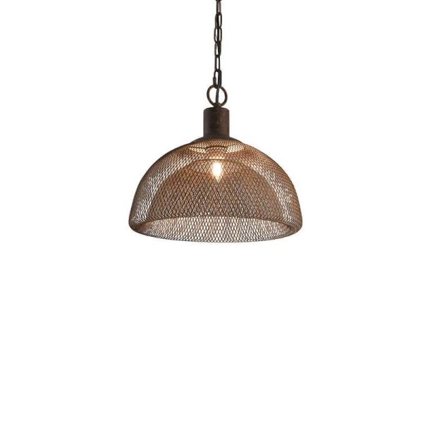 Retro Rustic Aged Wrought Iron Wire Half Round 1-Light Pendant Light - Image 9