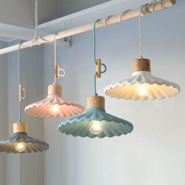 Modern Macaron Cement Scalloped Shade 1-Light Pendant Light - Image 5