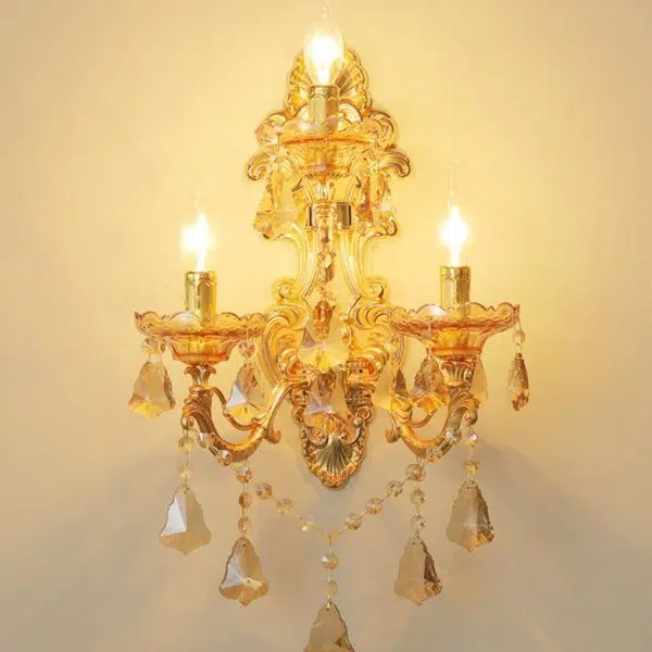 European Candlestick Shape Crystal 3-Light Wall Sconce Lamp - Image 10
