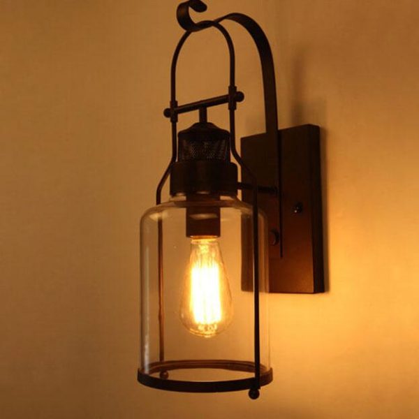 Vintage 1-Light Lantern Wall Sconce Lamps - Image 8