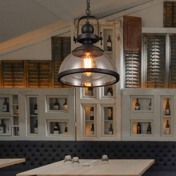 Retro Glass Shade 1-Light Single Dome  Pendant Light - Image 4